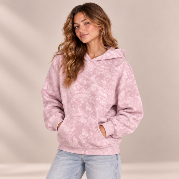 Pink camo hoodie product photo