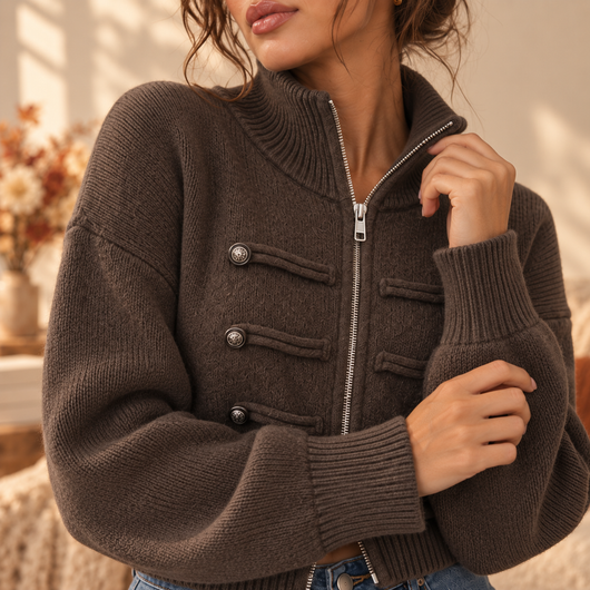 Double Zip Knit Cardigan